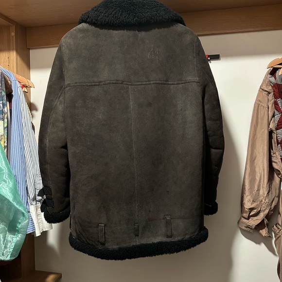 Acne Studios Black Shearling and Suede Coat - Picture 2 of 3